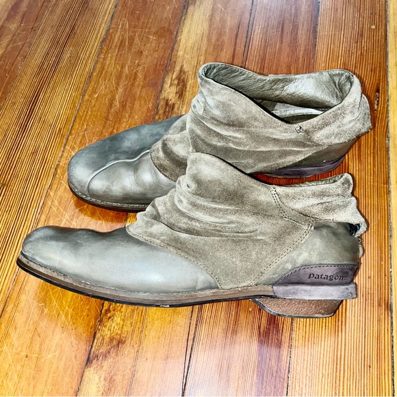 Patagonia Addie Ruffle Bootie Shoe Slouch Leather Peat Brown Outdoor Slip On - Picture 2 of 5